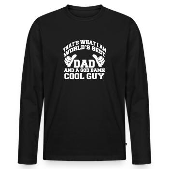 Cadeau de fête des pères pour papa pour la fête des hommes - T-shirt manches longues Premium bio Homme - noir - Devant - Nico (187cm)