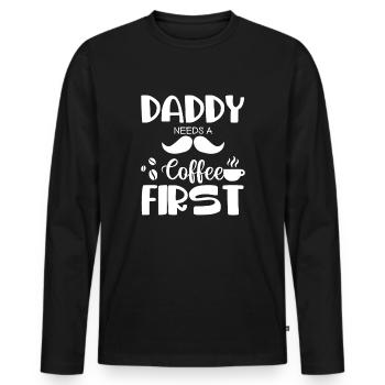 Cadeau de fête des pères pour papa pour la fête des hommes - T-shirt manches longues Premium bio Homme - noir - Devant - Nico (187cm)