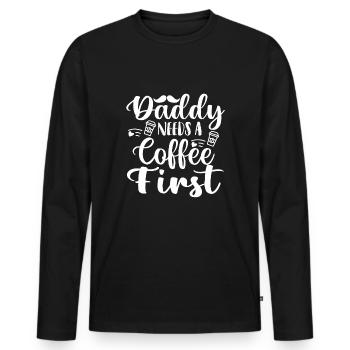 Cadeau de fête des pères pour papa pour la fête des hommes - T-shirt manches longues Premium bio Homme - noir - Devant - Nico (187cm)