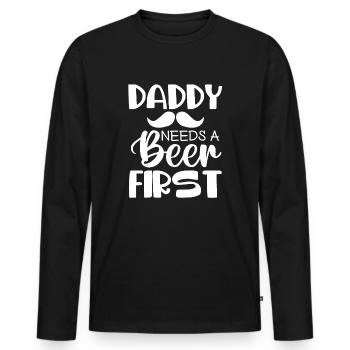 Cadeau de fête des pères pour papa pour la fête des hommes - T-shirt manches longues Premium bio Homme - noir - Devant - Nico (187cm)