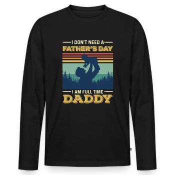 Cadeau de fête des pères pour papa pour la fête des hommes - T-shirt manches longues Premium bio Homme - noir - Devant - Nico (187cm)