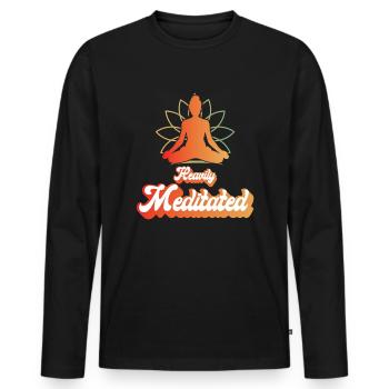 Méditation, Zen Yoga et Pilates - T-shirt manches longues Premium bio Homme - noir - Devant - Nico (187cm)