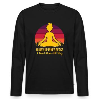 Meditation, Zen Yoga and Pilates - Men's Premium Organic Long Sleeve Shirt - black - Front - Nico (187cm)