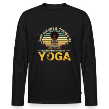 Meditation, Zen Yoga und Pilates - Männer Premium Bio Langarmshirt - Schwarz - Vorne - Nico (187cm)