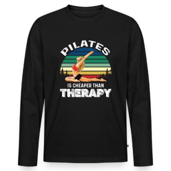 Meditation, Zen Yoga und Pilates - Männer Premium Bio Langarmshirt - Schwarz - Vorne - Nico (187cm)