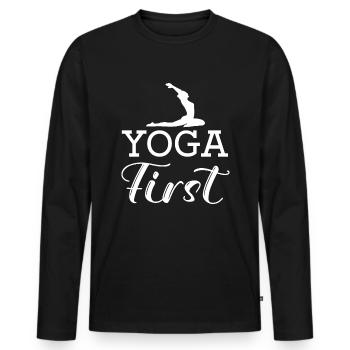 Meditation, Zen Yoga and Pilates - Men's Premium Organic Long Sleeve Shirt - black - Front - Nico (187cm)
