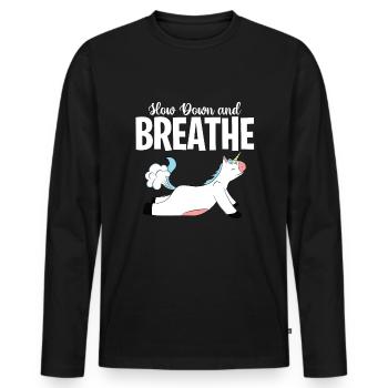 Meditation, Zen Yoga und Pilates - Männer Premium Bio Langarmshirt - Schwarz - Vorne - Nico (187cm)