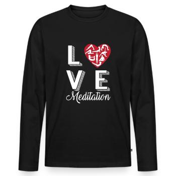 Meditation, Zen Yoga und Pilates - Männer Premium Bio Langarmshirt - Schwarz - Vorne - Nico (187cm)