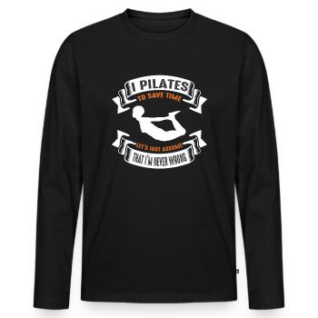 Méditation, Zen Yoga et Pilates - T-shirt manches longues Premium bio Homme - noir - Devant - Nico (187cm)