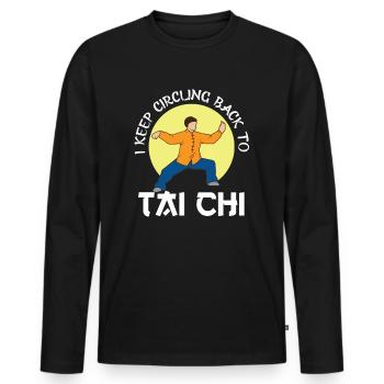 Meditation, Zen Yoga and Pilates - Men's Premium Organic Long Sleeve Shirt - black - Front - Nico (187cm)