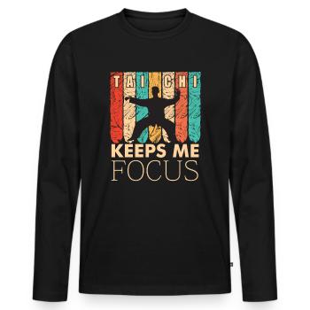 Meditation, Zen Yoga and Pilates - Men's Premium Organic Long Sleeve Shirt - black - Front - Nico (187cm)