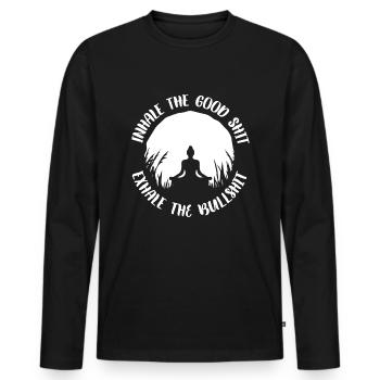 Méditation, Zen Yoga et Pilates - T-shirt manches longues Premium bio Homme - noir - Devant - Nico (187cm)