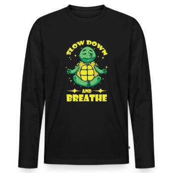 Méditation, Zen Yoga et Pilates - T-shirt manches longues Premium bio Homme - noir - Devant - Nico (187cm)