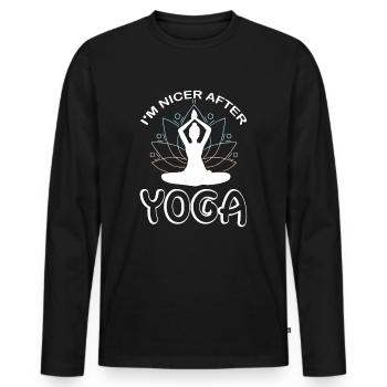 Méditation, Zen Yoga et Pilates - T-shirt manches longues Premium bio Homme - noir - Devant - Nico (187cm)