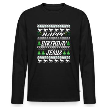 Joyeux Noël et Joyeux réveillon de Noël - T-shirt manches longues Premium bio Homme - noir - Devant - Nico (187cm)