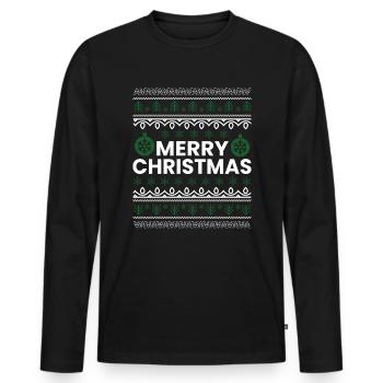 Joyeux Noël et Joyeux réveillon de Noël - T-shirt manches longues Premium bio Homme - noir - Devant - Nico (187cm)