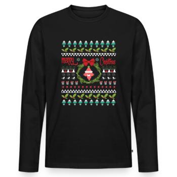 Joyeux Noël et Joyeux Réveillon de Noël - T-shirt manches longues Premium bio Homme - noir - Devant - Nico (187cm)