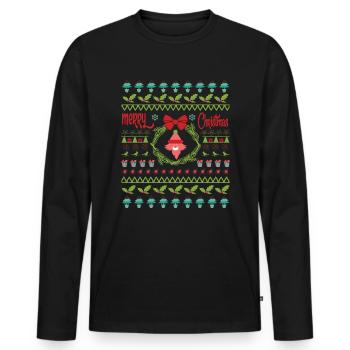 Joyeux Noël - T-shirt manches longues Premium bio Homme - noir - Devant - Nico (187cm)