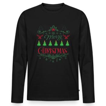 Frohes Fest an Weihnachten - Männer Premium Bio Langarmshirt - Schwarz - Vorne - Nico (187cm)