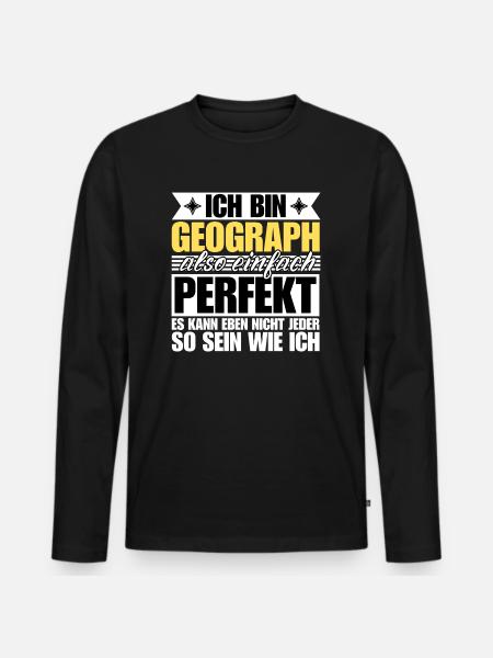 Perfekter Geograph - Männer Premium Bio Langarmshirt - Schwarz