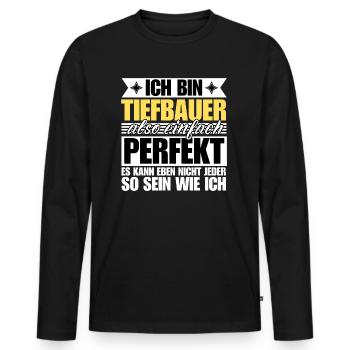 Perfekter Tiefbauer - Männer Premium Bio Langarmshirt - Schwarz - Vorne - Nico (187cm)