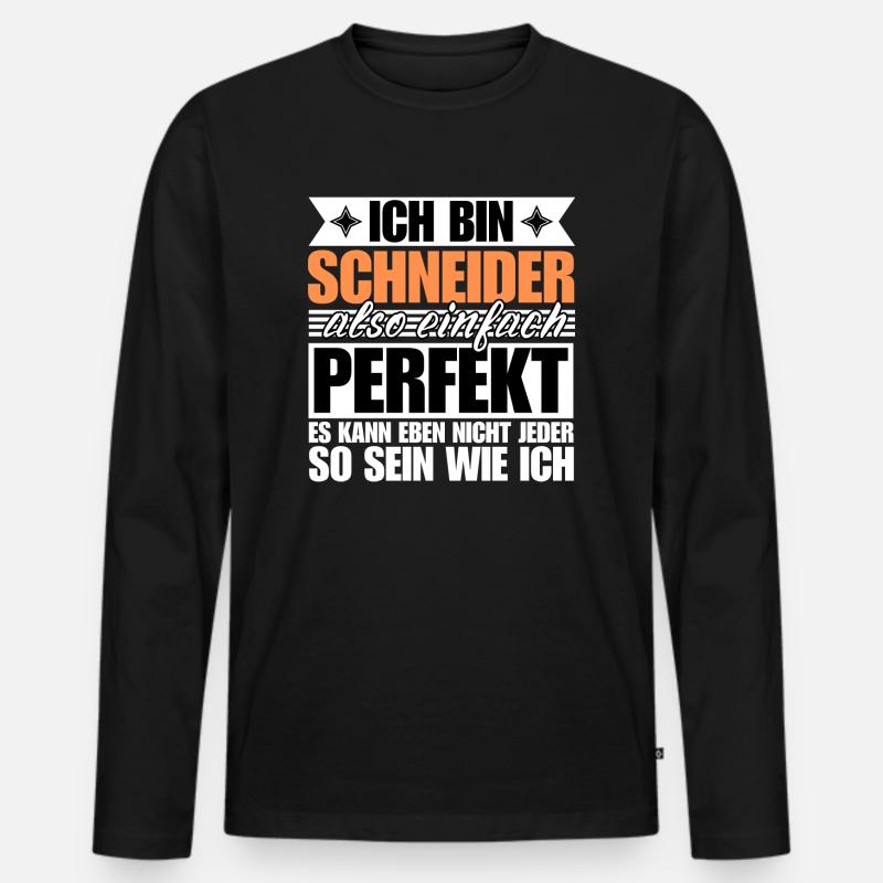 Perfekter Schneider - Männer Premium Bio Langarmshirt - Schwarz