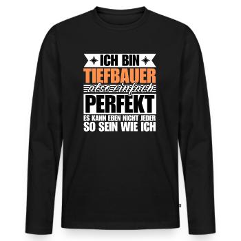 Perfekter Tiefbauer - Männer Premium Bio Langarmshirt - Schwarz - Vorne - Nico (187cm)