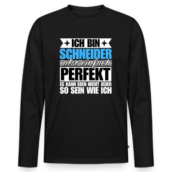 Perfekter Schneider - Männer Premium Bio Langarmshirt - Schwarz - Vorne - Nico (187cm)
