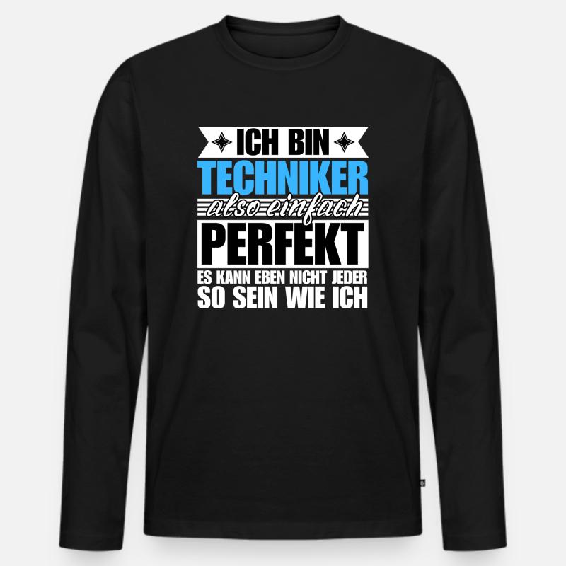Perfekter Techniker - Männer Premium Bio Langarmshirt - Schwarz
