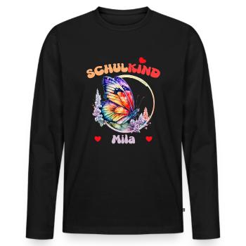 Mila, écolière - T-shirt manches longues Premium bio Homme - noir - Devant - Nico (187cm)