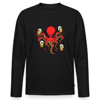OCTABEER Poulpe avec chopes à bière Fête - T-shirt manches longues Premium bio Homme - noir - Devant - Nico (187cm)