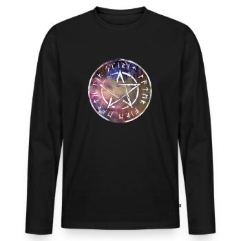 T-shirt pentagram magic - Men's Premium Organic Long Sleeve Shirt - black - Front - Nico (187cm)