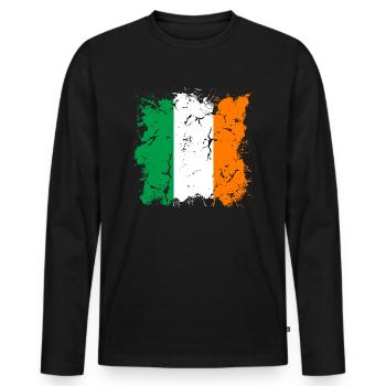 Drapeau irlandais Vintage Drapeau irlandais Dublin - T-shirt manches longues Premium bio Homme - noir - Devant - Nico (187cm)