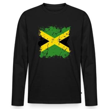 Jamaika Flagge Jamaikanische Fahne Jamaica Vintage - Männer Premium Bio Langarmshirt - Schwarz - Vorne - Nico (187cm)