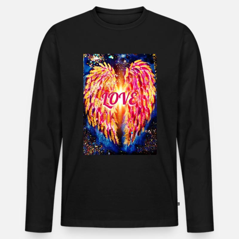 Engel der Liebe - Männer Premium Bio Langarmshirt - Schwarz