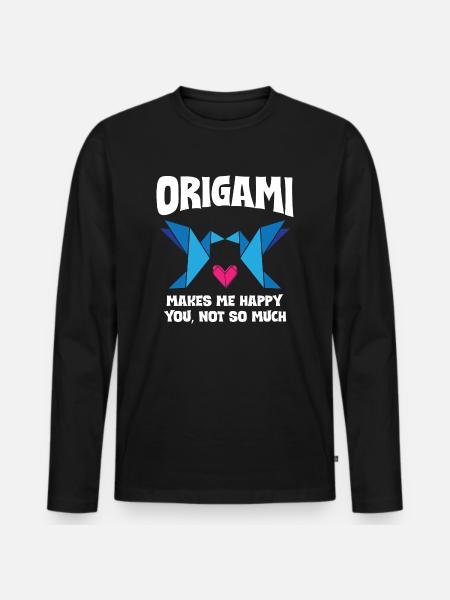 Origami Makes Me Happy - Men's Premium Organic Long Sleeve Shirt - black