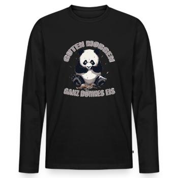 Guten Morgen, ganz dünnes Eis | Panda Edition - Männer Premium Bio Langarmshirt - Schwarz - Vorne - Nico (187cm)