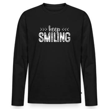 Keep smiling - Smile on - Men's Premium Organic Long Sleeve Shirt - black - Front - Nico (187cm)