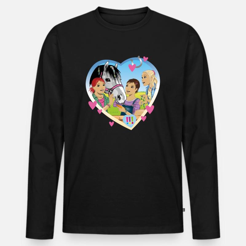 Die Drei !!! Einsatz Im Pferdestall - Männer Premium Bio Langarmshirt - Schwarz