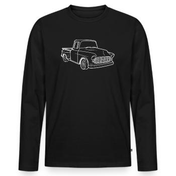 Klassischer LKW - Oldies Auto - Pickup - Männer Premium Bio Langarmshirt - Schwarz - Vorne - Nico (187cm)