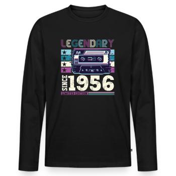 Légende 1956 66e anniversaire Cadeau Hommes - T-shirt manches longues Premium bio Homme - noir - Devant - Nico (187cm)