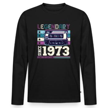 Legendary 1973 49th Birthday Gift Men - Fun - Men's Premium Organic Long Sleeve Shirt - black - Front - Nico (187cm)