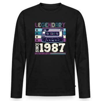 Legendary 1987 35th Birthday Gift Men - Fun - Men's Premium Organic Long Sleeve Shirt - black - Front - Nico (187cm)