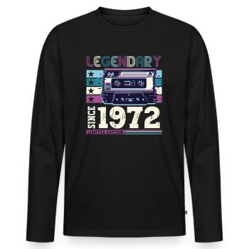Legendary 1972 50th Birthday Gift Men - Fun - Men's Premium Organic Long Sleeve Shirt - black - Front - Nico (187cm)