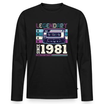 Légendaire 1981 41st Birthday Gift Hommes - Fun - T-shirt manches longues Premium bio Homme - noir - Devant - Nico (187cm)