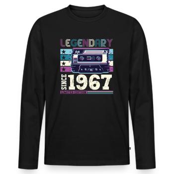 Legendary 1967 55th Birthday Gift Men - Fun - Men's Premium Organic Long Sleeve Shirt - black - Front - Nico (187cm)