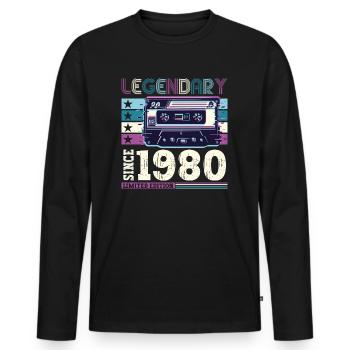 Legendary 1980 42nd Birthday Gift Men - Fun - Men's Premium Organic Long Sleeve Shirt - black - Front - Nico (187cm)
