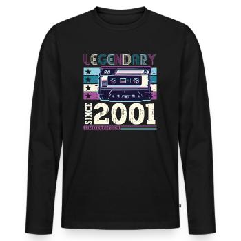 Légendaire 2001 21st Birthday Gift Hommes - Fun - T-shirt manches longues Premium bio Homme - noir - Devant - Nico (187cm)
