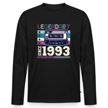 Legendary 1993 29th Birthday Gift Men - Fun - Men's Premium Organic Long Sleeve Shirt - black - Front - Nico (187cm)