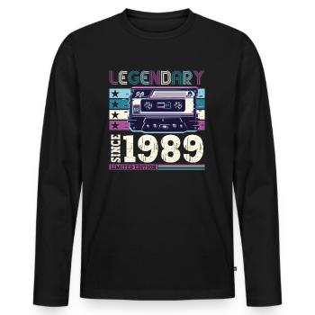 Legendary 1989 33rd Birthday Gift Men - Fun - Men's Premium Organic Long Sleeve Shirt - black - Front - Nico (187cm)